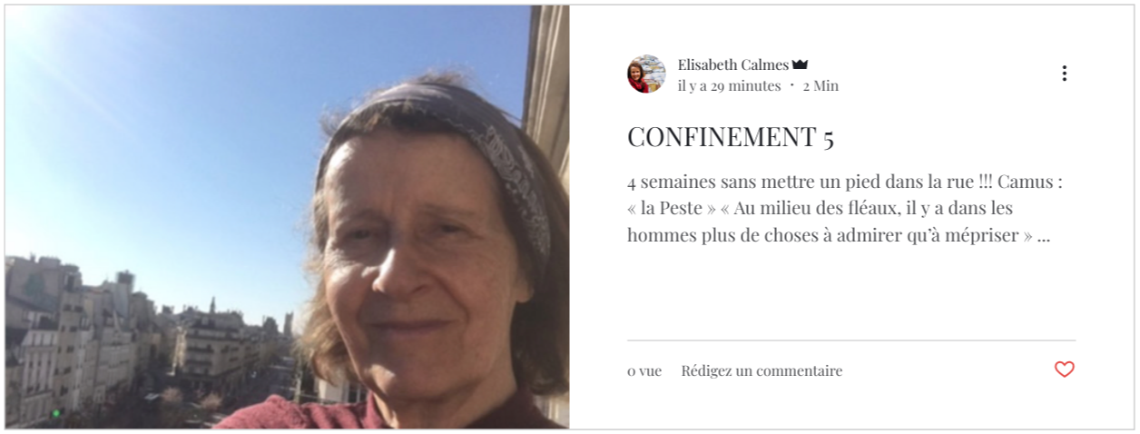 Confinement Elisabeth Calmes